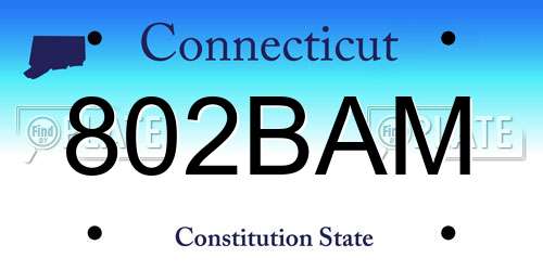 802BAM Connecticut License Plate