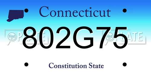 802G75 Connecticut License Plate