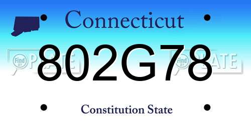 802G78 Connecticut License Plate
