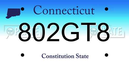 802GT8 Connecticut License Plate