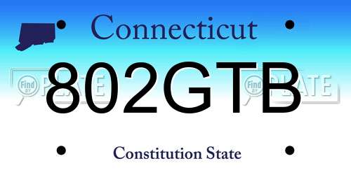 802GTB Connecticut License Plate