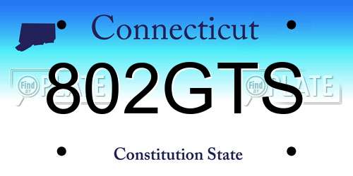 802GTS Connecticut License Plate