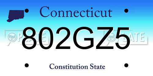 802GZ5 Connecticut License Plate