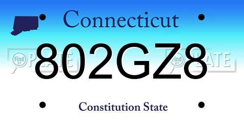 802GZ8 Connecticut License Plate