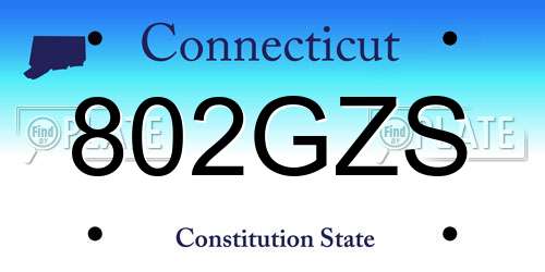 802GZS Connecticut License Plate