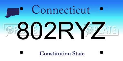 802RYZ Connecticut License Plate