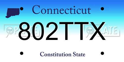 802TTX Connecticut License Plate