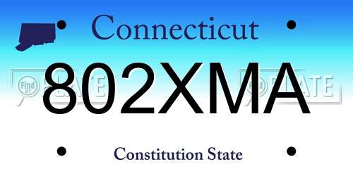 802XMA Connecticut License Plate