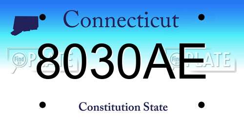 8030AE Connecticut License Plate