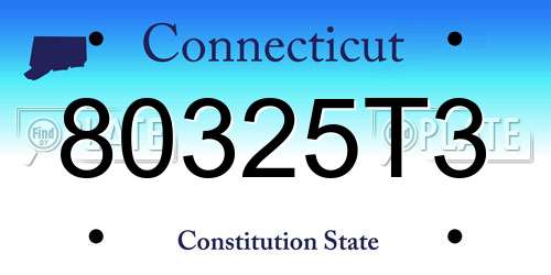 80325T3 Connecticut License Plate