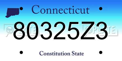80325Z3 Connecticut License Plate