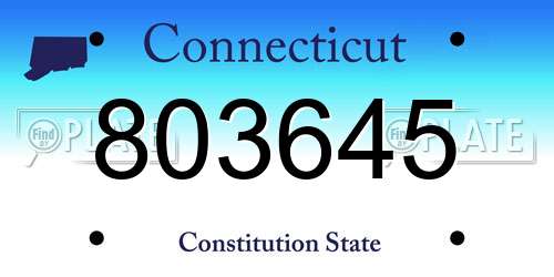 803645 Connecticut License Plate