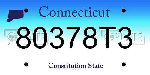 80378T3 Connecticut License Plate
