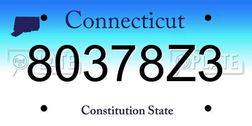 80378Z3 Connecticut License Plate