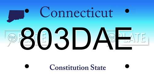 803DAE Connecticut License Plate