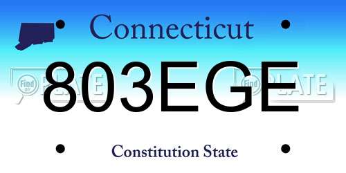 803EGE Connecticut License Plate