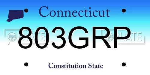 803GRP Connecticut License Plate
