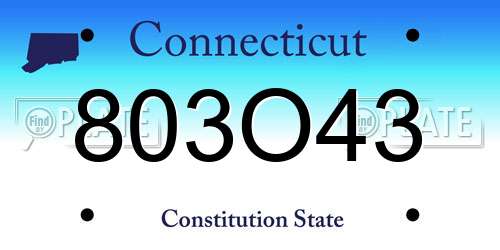 803O43 Connecticut License Plate