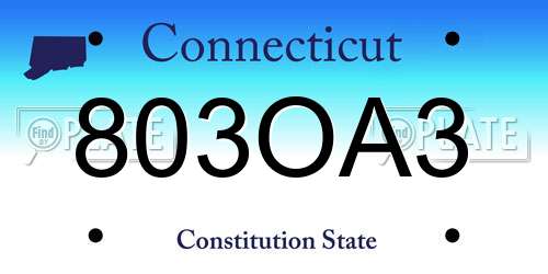 803OA3 Connecticut License Plate