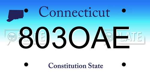 803OAE Connecticut License Plate