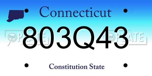 803Q43 Connecticut License Plate