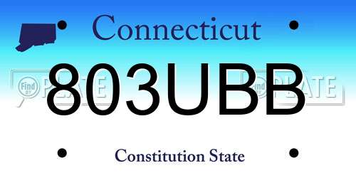 803UBB Connecticut License Plate