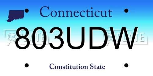 803UDW Connecticut License Plate