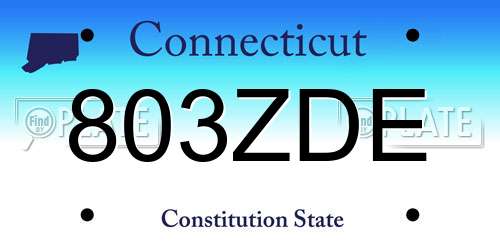 803ZDE Connecticut License Plate