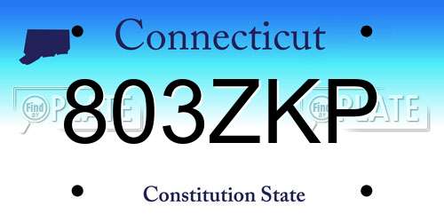 803ZKP Connecticut License Plate