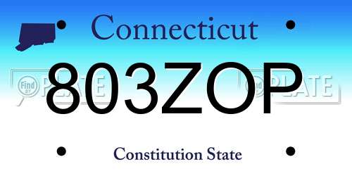 803ZOP Connecticut License Plate
