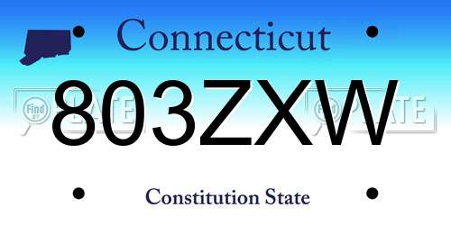 803ZXW Connecticut License Plate
