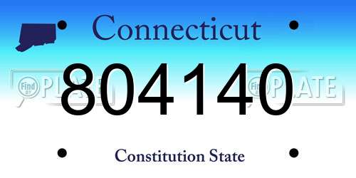 804140 Connecticut License Plate