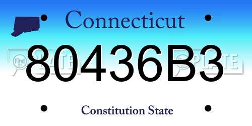 80436B3 Connecticut License Plate