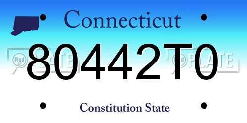 80442T0 Connecticut License Plate