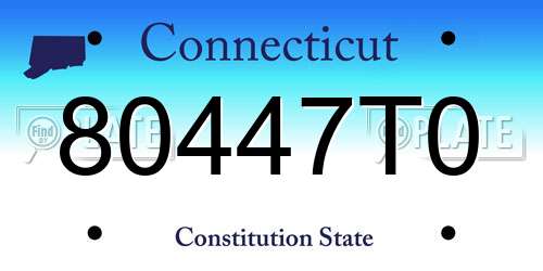 80447T0 Connecticut License Plate