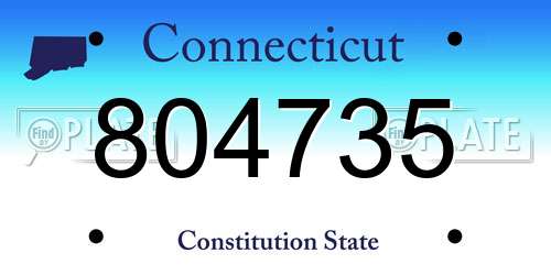 804735 Connecticut License Plate