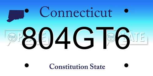 804GT6 Connecticut License Plate