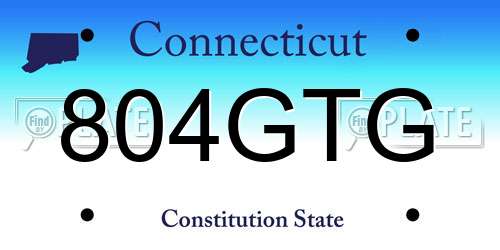 804GTG Connecticut License Plate