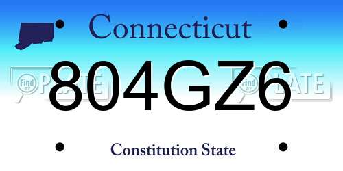 804GZ6 Connecticut License Plate