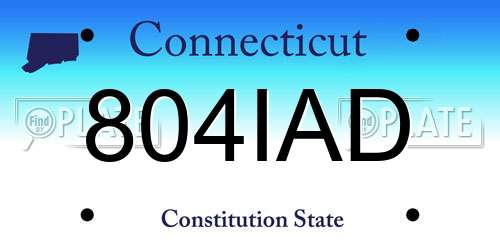 804IAD Connecticut License Plate