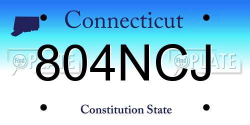 804NCJ Connecticut License Plate