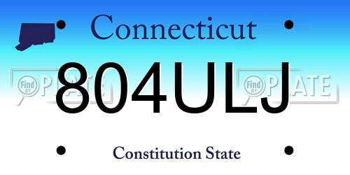 804ULJ Connecticut License Plate