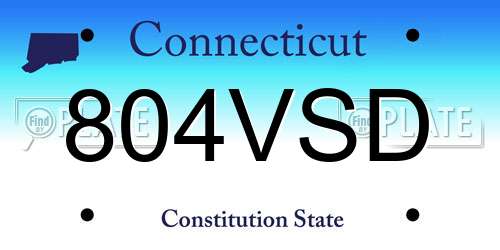 804VSD Connecticut License Plate