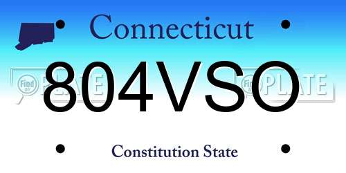 804VSO Connecticut License Plate