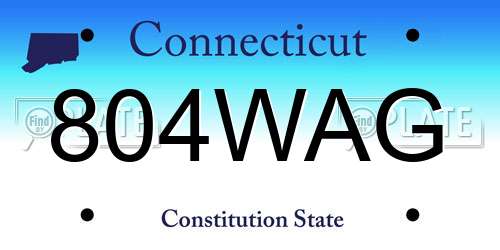 804WAG Connecticut License Plate