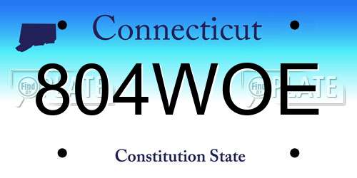 804WOE Connecticut License Plate
