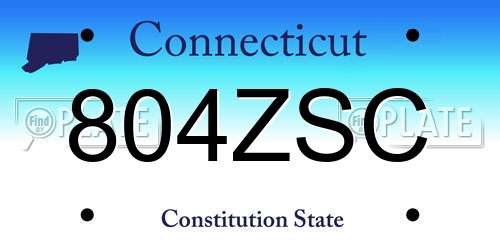 804ZSC Connecticut License Plate