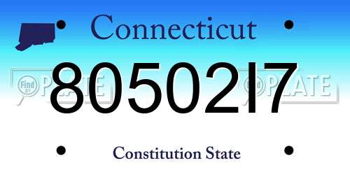 80502I7 Connecticut License Plate
