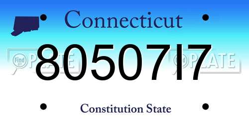 80507I7 Connecticut License Plate