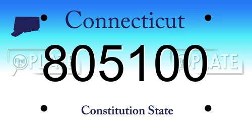 805100 Connecticut License Plate